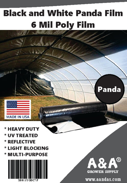 Panda Black & White Poly Film 6 mil - Light Deprivation Greenhouse Cover 100% Blackout