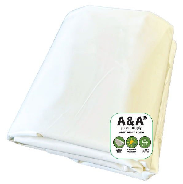 Greenhouse Plastic White Poly Cover Film UV Resistant 6mil 4 Year 55% Shade - DIFFERENT SIZES AVAILABLE