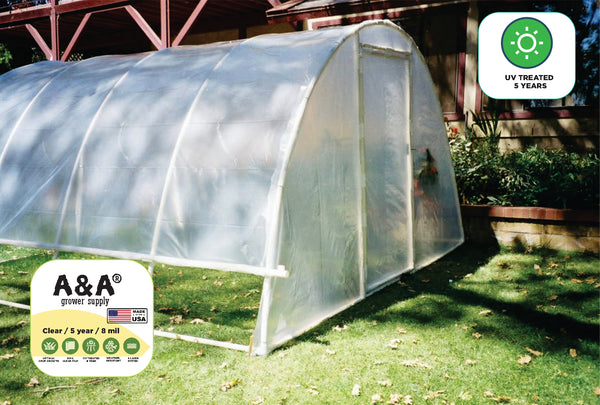 8 Mil Greenhouse Plastic Clear Poly Film 5 Year UV Protection 90% Light transmission - DIFFERENT SIZES AVAILABLE