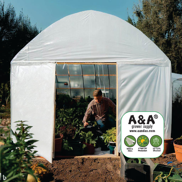Greenhouse Plastic White Poly Cover Film UV Resistant 6mil 4 Year 55% Shade - DIFFERENT SIZES AVAILABLE