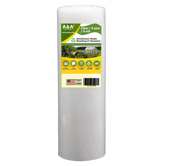 8 Mil Greenhouse Plastic Clear Poly Film 5 Year UV Protection 90% Light transmission - DIFFERENT SIZES AVAILABLE