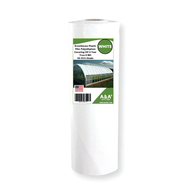 Greenhouse Plastic White Poly Cover Film UV Resistant 6mil 4 Year 55% Shade - DIFFERENT SIZES AVAILABLE