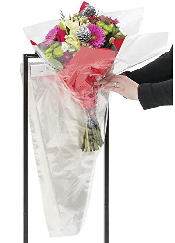 Flower Bouquet Unprinted 37 Micron Clear Cellophane Bags Plastic Sleeve Bag 100 pcs -13 x 25 x 4 Inches-A&A Grower Supplies
