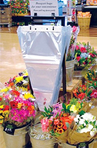 A&A 100 pcs Clear Flower Sleeves Bags for Super & Mini Markets, Cellophane Bouquet Sleeves Packing Wrap, Transparent Waterproof Plastic Sleeves Bags with Cardboard Header and Sealed Bottom - DIFFERENT SIZES AVAILABLE