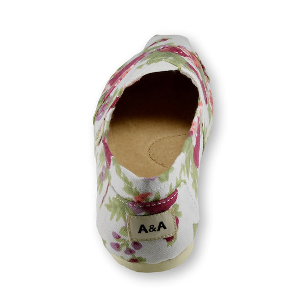 White floral espadrilles canvas alpargata flowers for women A&A
